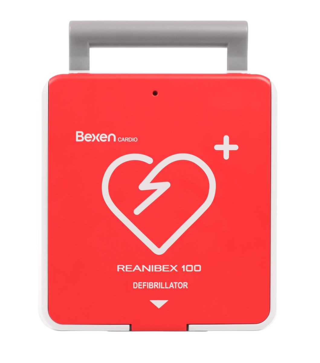 Front view of the Reanibex 100 defibrillator.